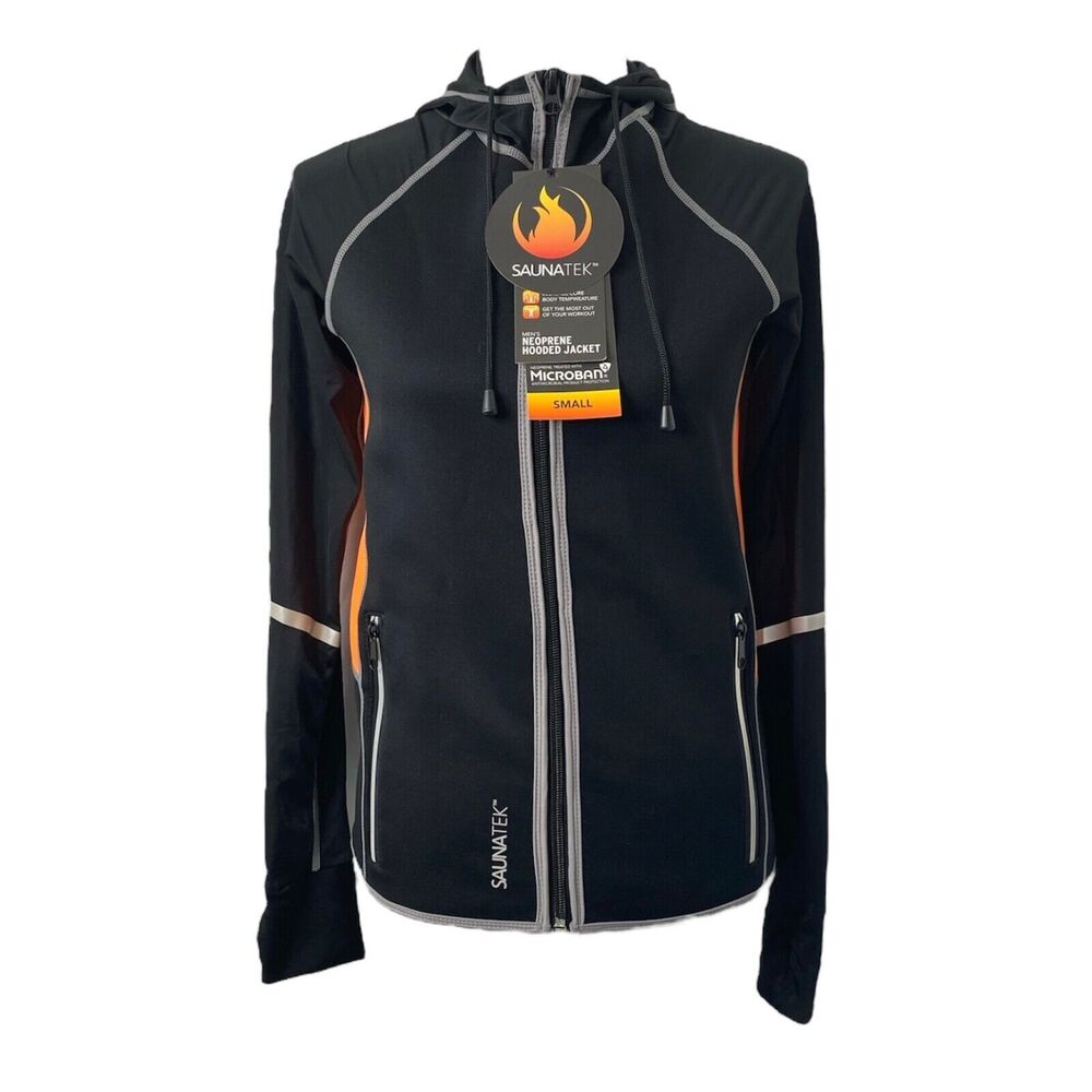 Sauna Tek Women’s Neopren Hooded Jacket Black Treated With Microban Size Small